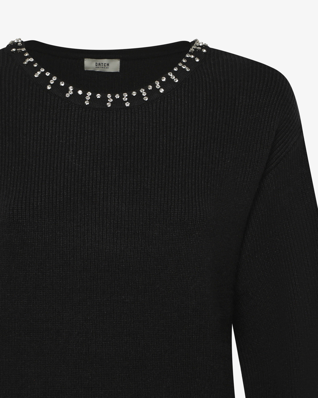 Maglia con strass al girocollo
