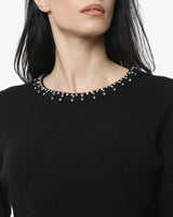 Maglia con strass al girocollo