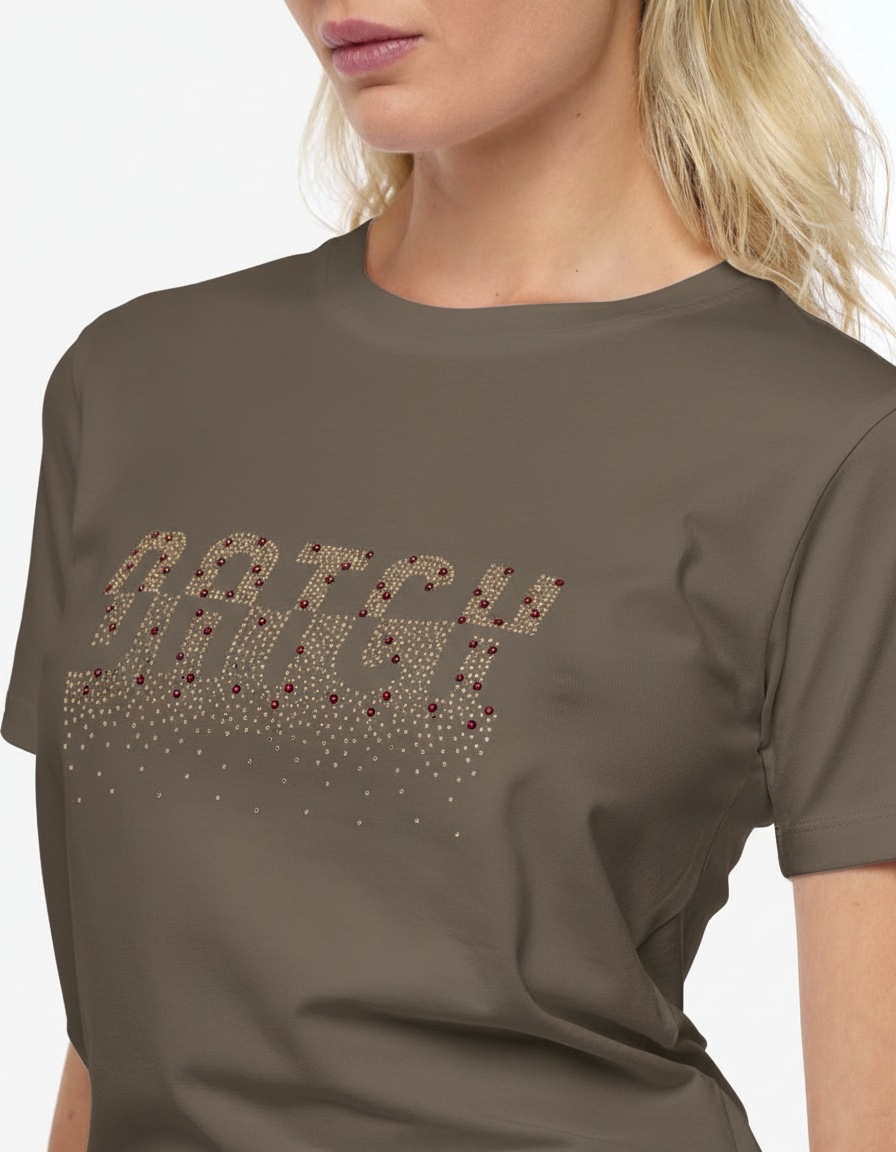 T-shirt con strass in cotone