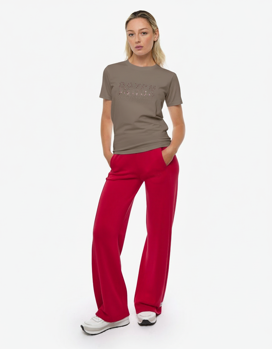T-shirt con strass in cotone
