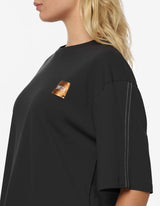 T-shirt stampa mylar con strass in cotone
