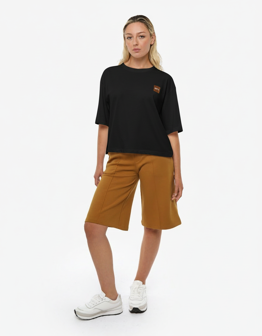 T-shirt stampa mylar con strass in cotone