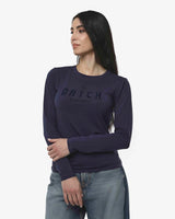T-shirt a maniche lunghe con ricamo e strass