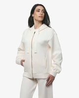 Felpa con cappuccio e zip in interlock