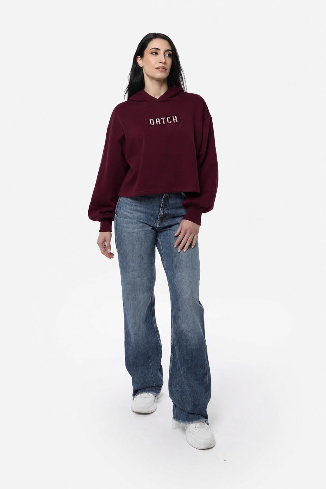 Felpa over con cappuccio e ricamo multicolore