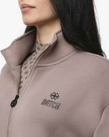 Felpa a mezzo collo con zip in scuba e strass