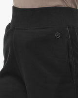 Pantaloni a gamba larga in felpa con banda in ecopelle