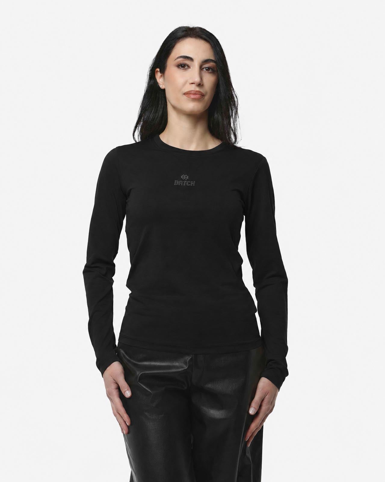 T-shirt a maniche lunghe con strass