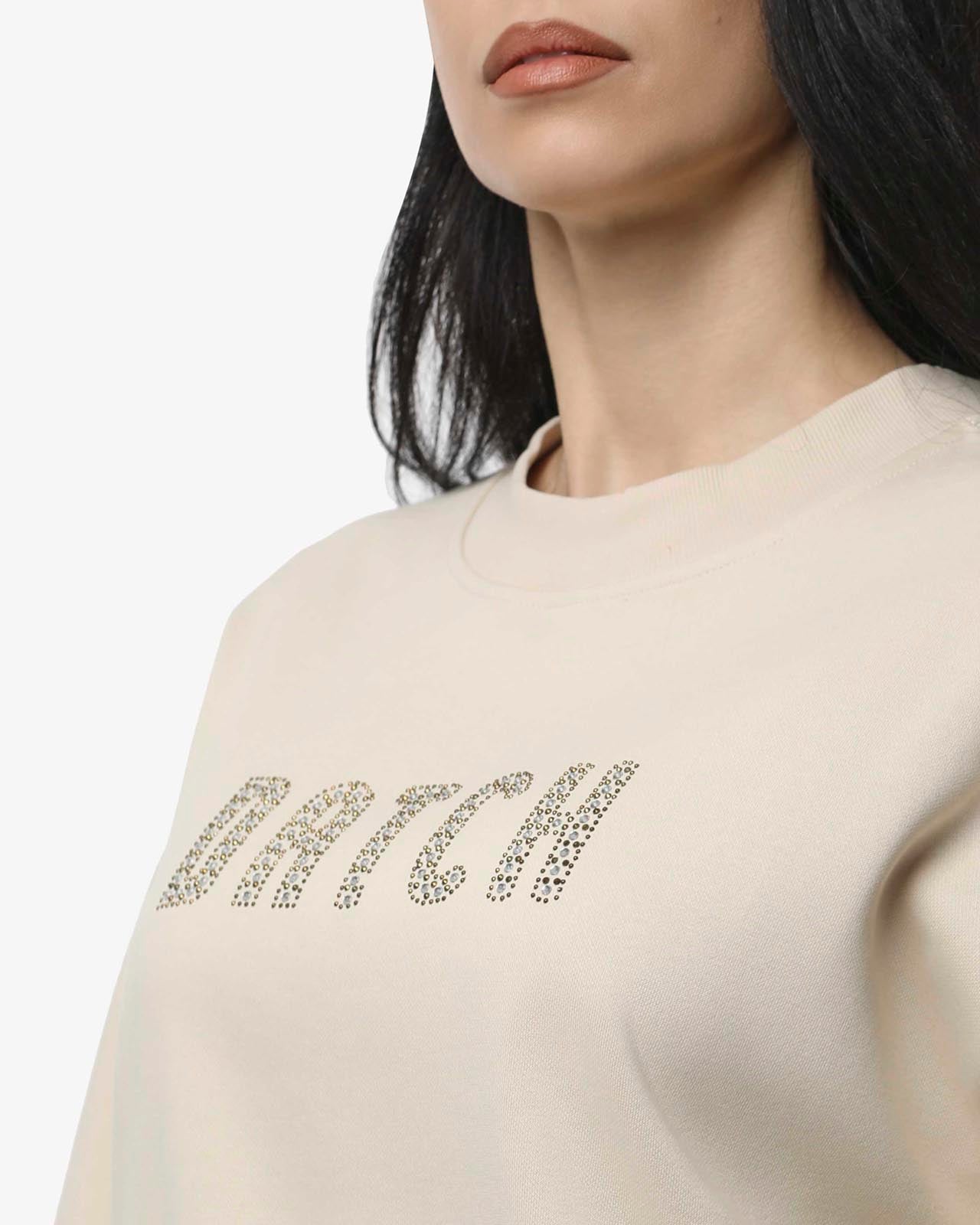 Felpa girocollo con strass