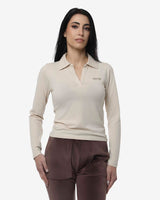 T-shirt con collo polo e strass