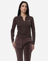 T-shirt con collo polo e strass