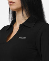 T-shirt con collo polo e strass
