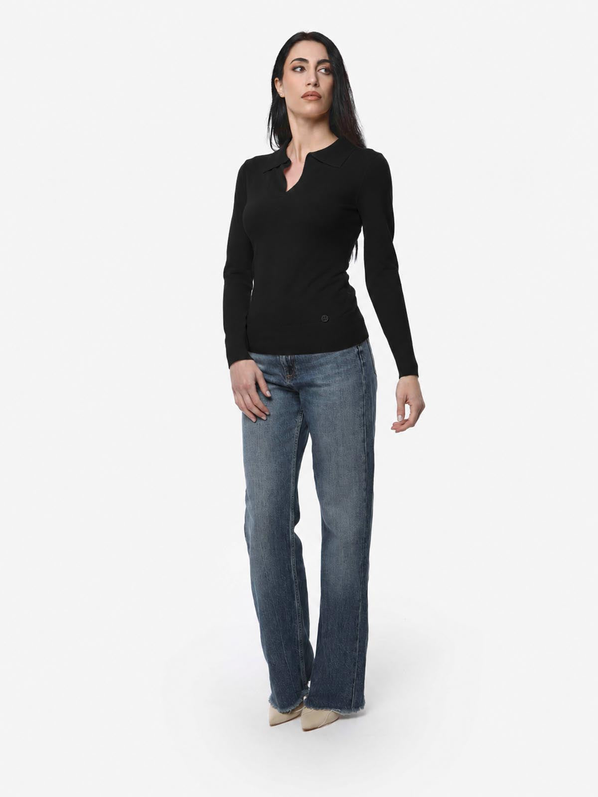 Maglia con collo polo e applicazione logo