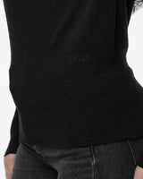 Maglia con scollo asimmetrico e strass