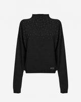 Maglia con collo vulcano e strass