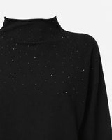 Maglia con collo vulcano e strass
