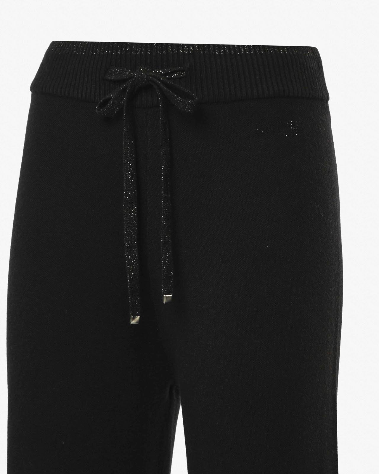 Pantaloni in maglia a zampa con bordi lurex
