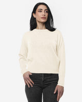 Maglia girocollo con strass e logo jacquard