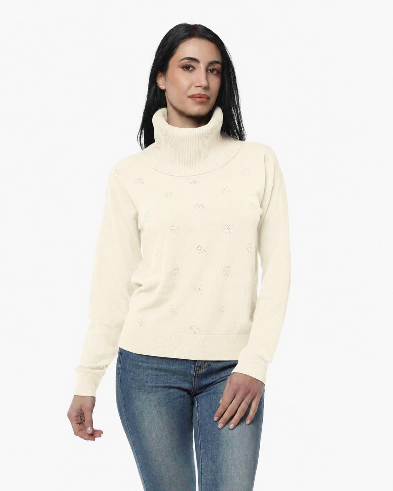 Maglia a collo alto con strass