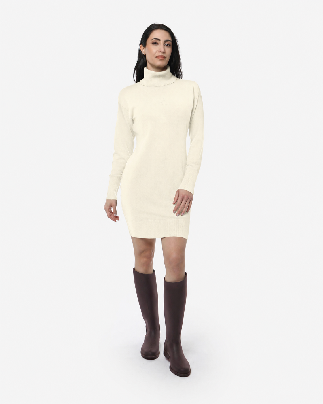 Abito in maglia a collo alto con strass