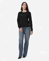 Maglia girocollo con strass e logo