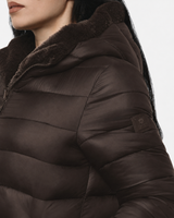 Giubbotto double face con cappuccio in nylon ed ecofur