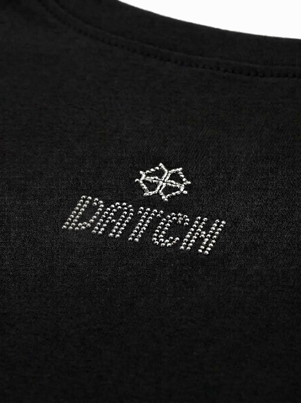 T-shirt a maniche lunghe con strass