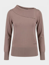 Maglia con scollo asimmetrico e strass