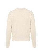 Maglia girocollo con strass e logo jacquard