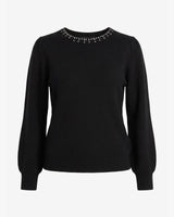 Maglia con strass al girocollo