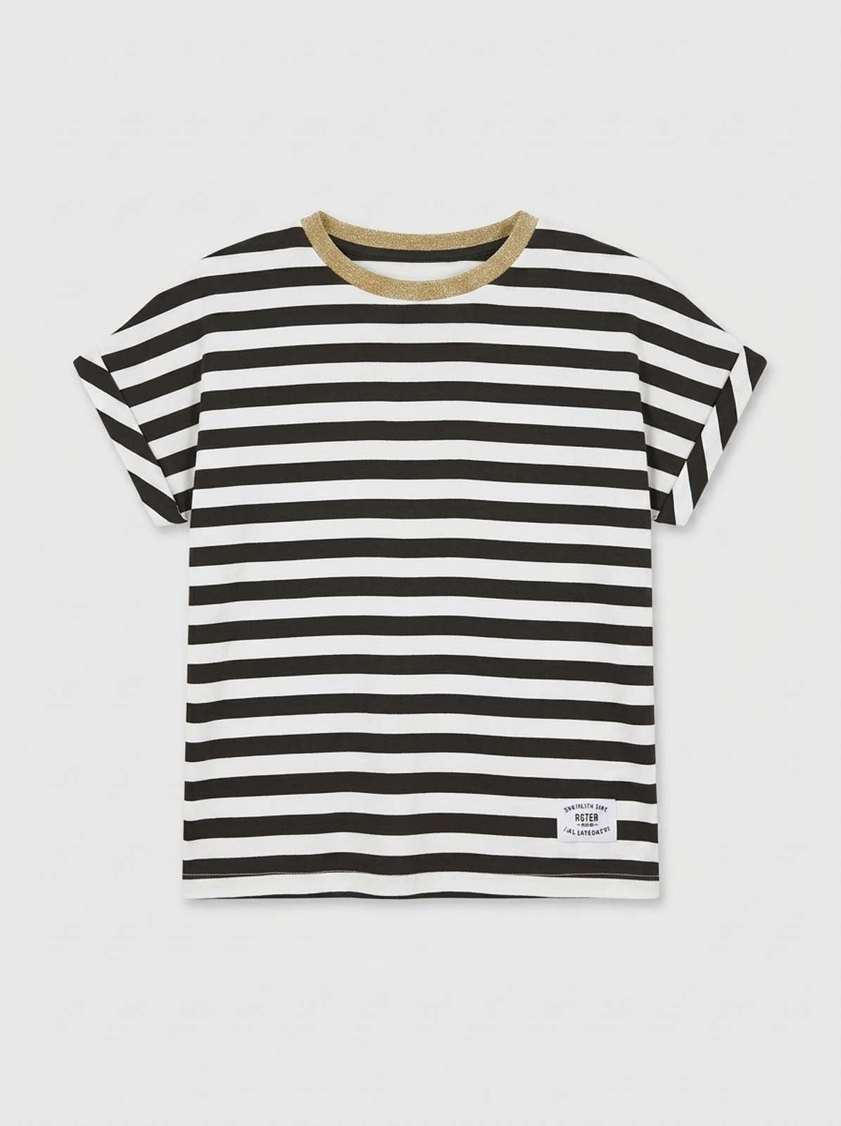 T-shirt a righe taglio over in viscosa