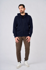 Felpa in piquet con cappuccio e zip