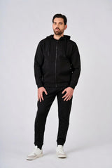 Felpa in interlock con cappuccio e inserti in nylon
