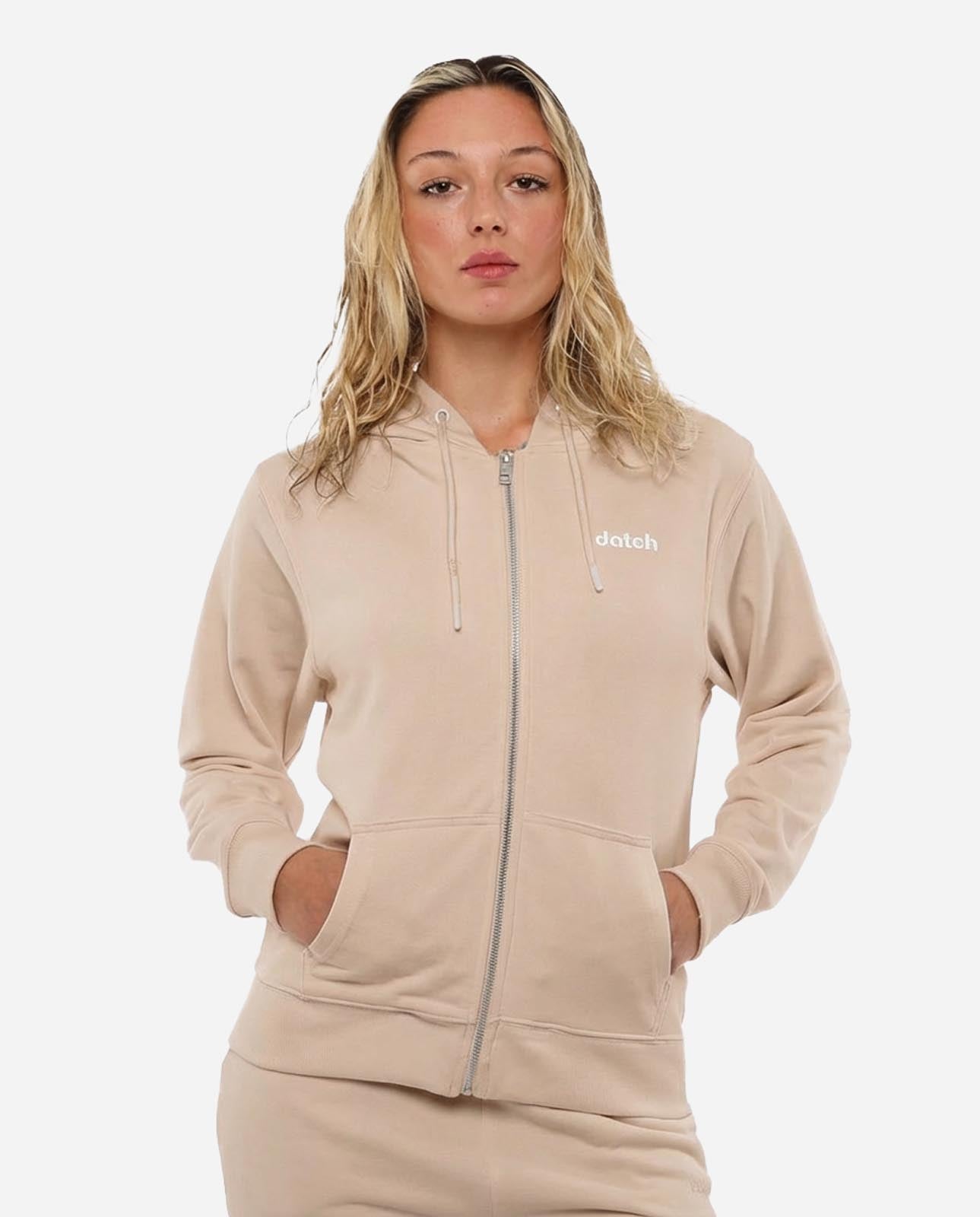 Felpa cotone zip frontale, con cappuccio