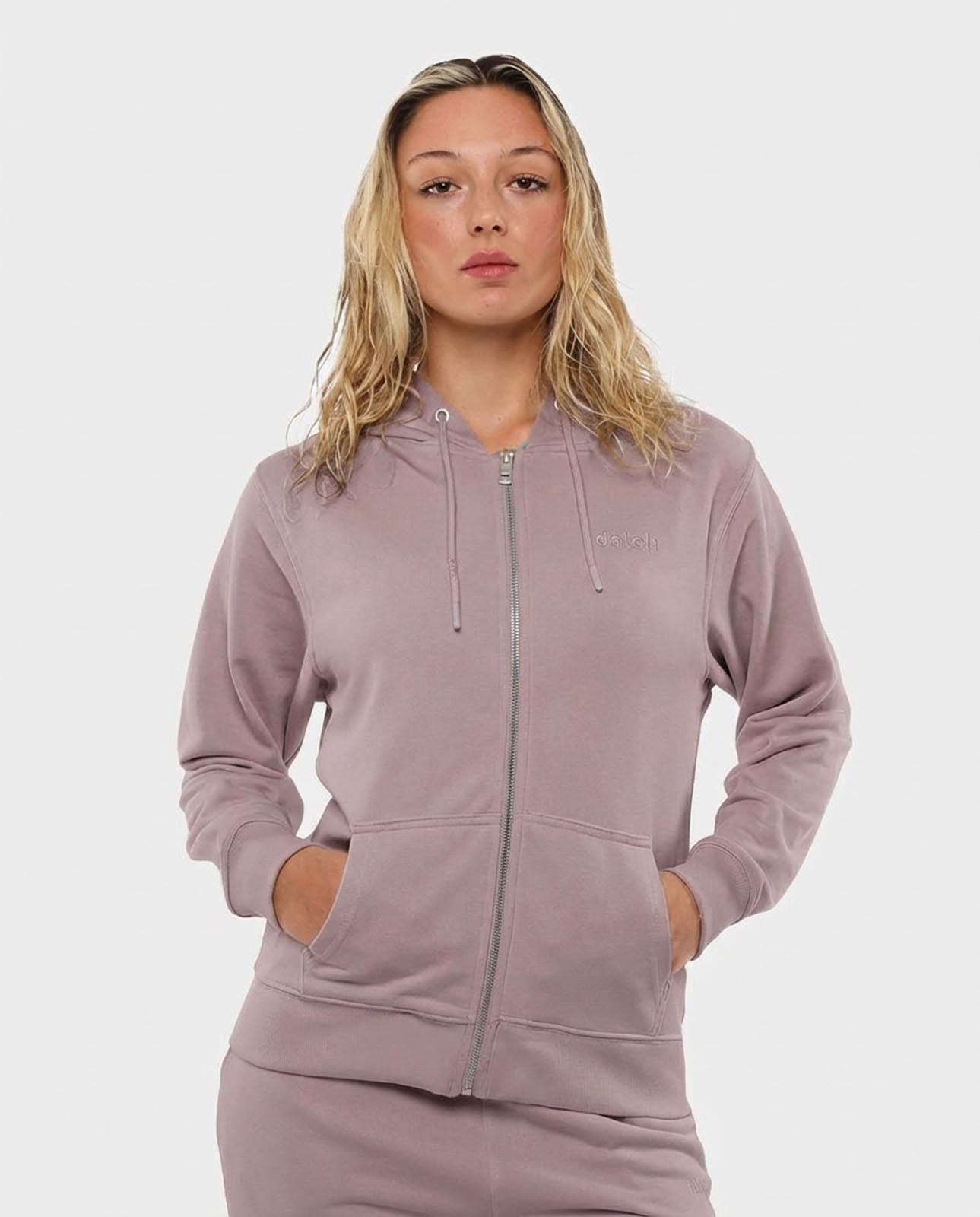 Felpa cotone zip frontale, con cappuccio