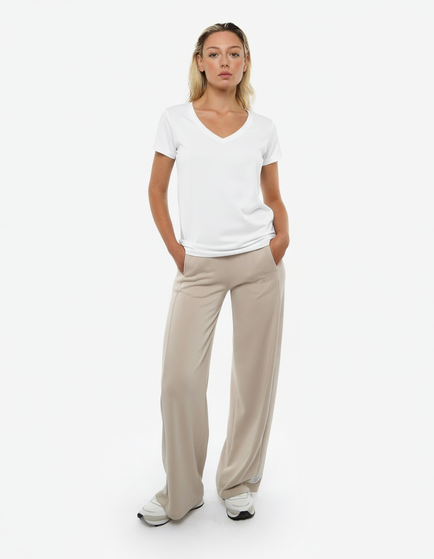 T-shirt cotone scollo a V Rope Coral