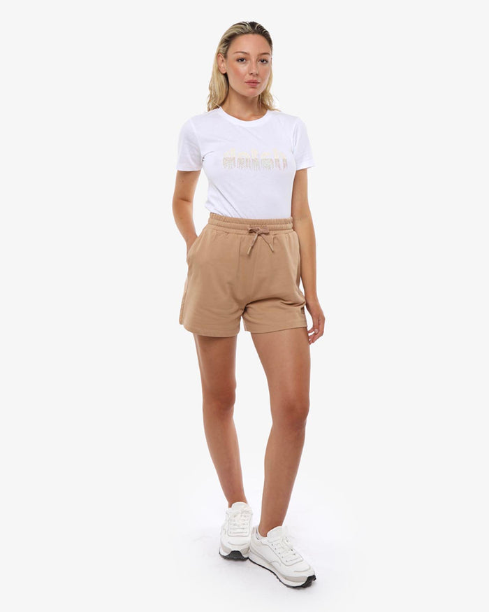 Short taglio over con stampa in cotone