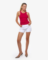 Canotta taglio slim con stampa in cotone stretch