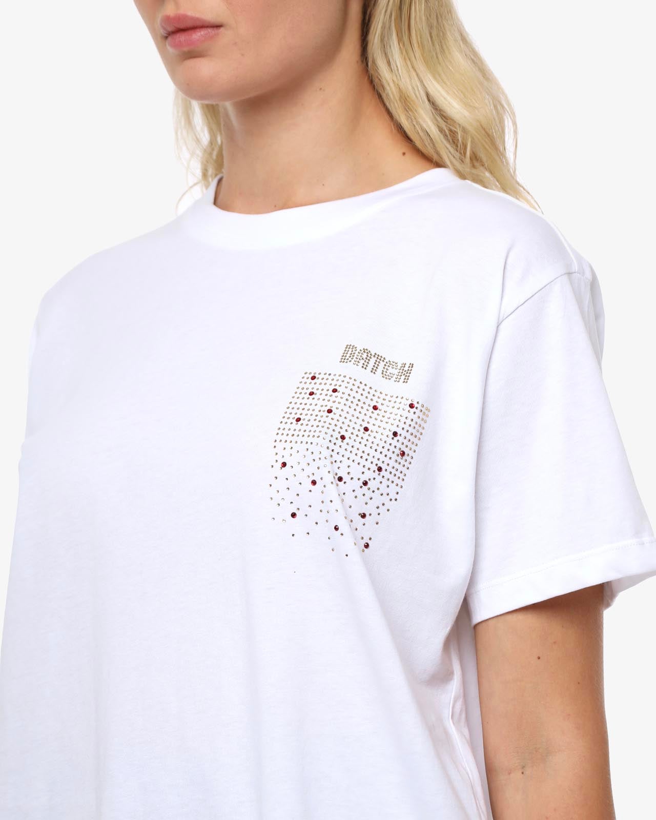T-shirt con strass in cotone