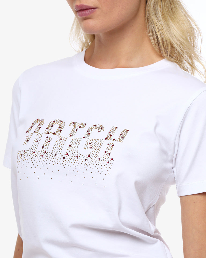 T-shirt con strass in cotone