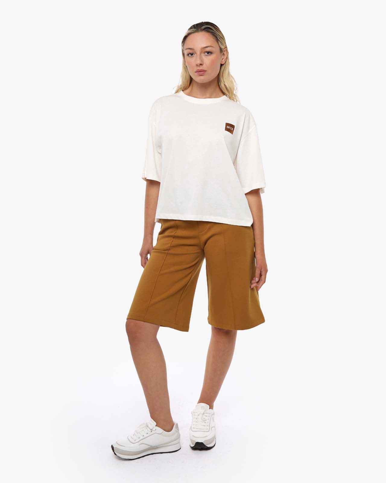 T-shirt stampa mylar con strass in cotone