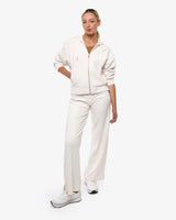 Felpa con strass zip frontale in cotone stretch