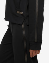 Felpa con strass zip frontale in cotone stretch