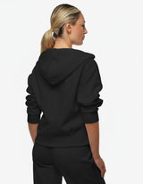 Felpa con strass zip frontale in cotone stretch