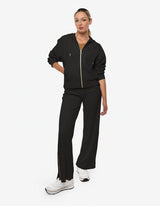 Felpa con strass zip frontale in cotone stretch