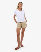 T-shirt con strass scollo a V in cotone