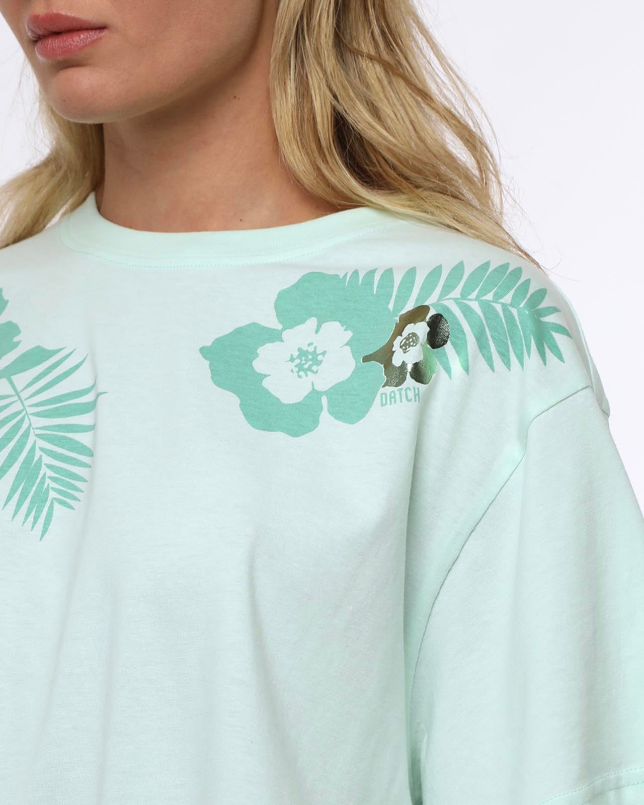 T-shirt stampa mylar cropped in cotone