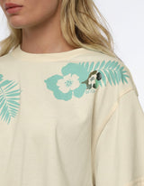 T-shirt stampa mylar cropped in cotone