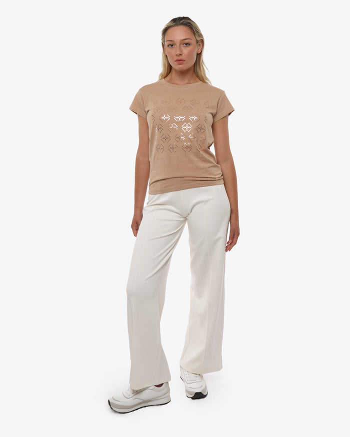 T-shirt con paillettes in cotone