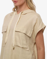 Smanicato tasche cargo con cappuccio in lino